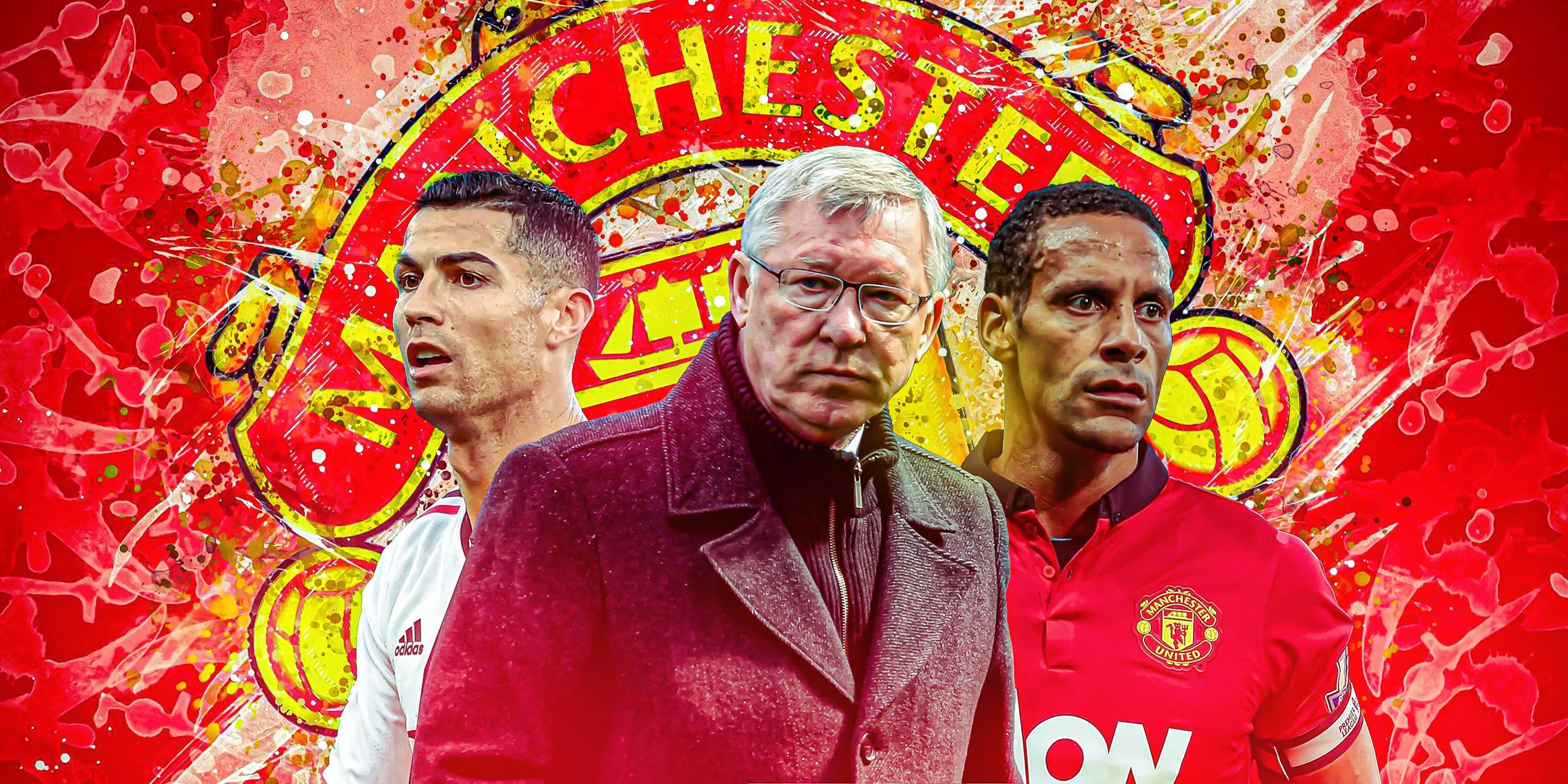 Biểu tượng Manchester United Sir Alex Ferguson, Cristiano Ronaldo và Rio Ferdinand gợi nhớ thời kỳ đỉnh cao tương phản với phong độ hiện tại của đội bóng