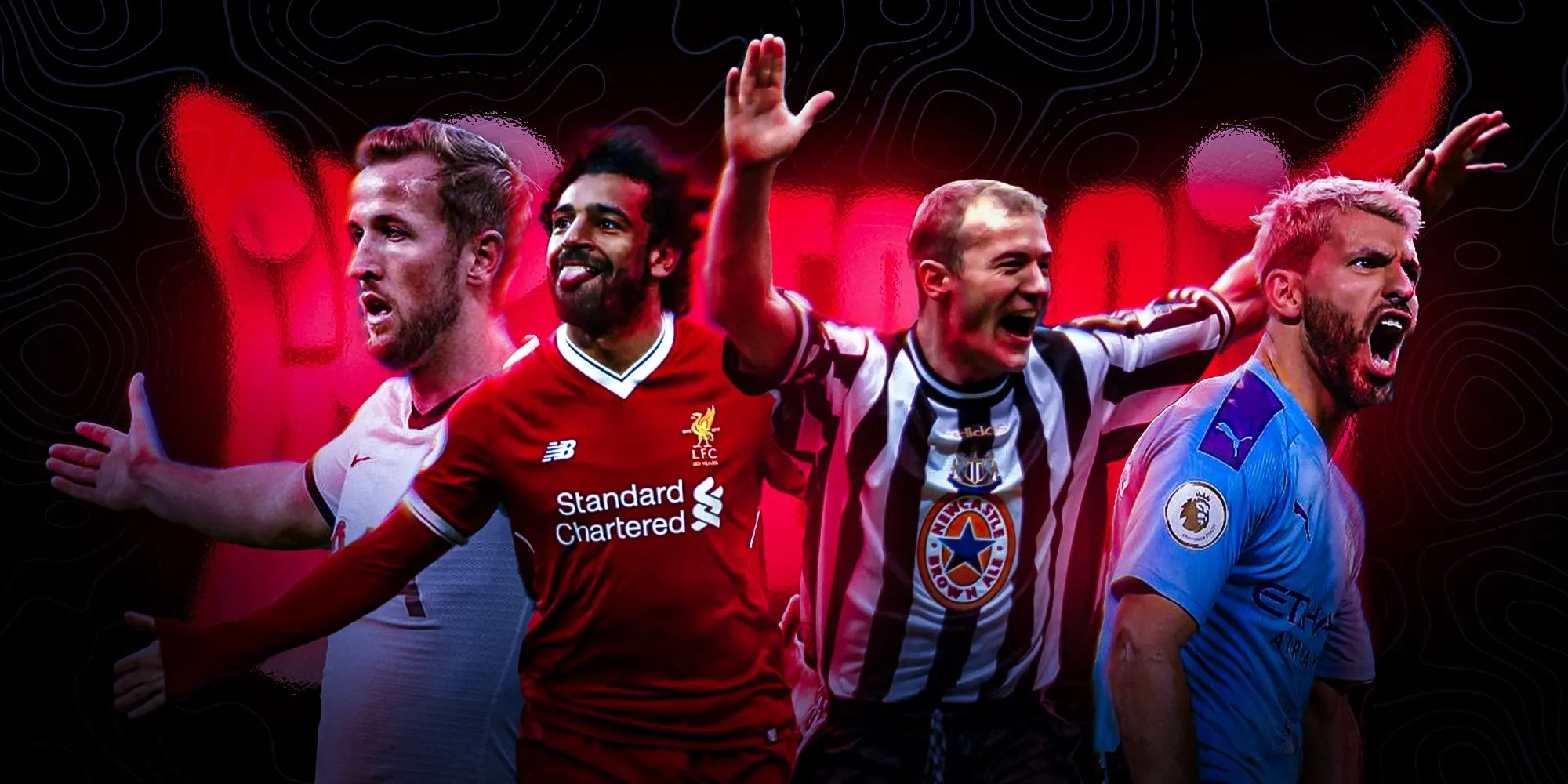 Sergio Aguero cùng các chân sút vĩ đại Ngoại hạng Anh như Harry Kane, Mohamed Salah và Alan Shearer.