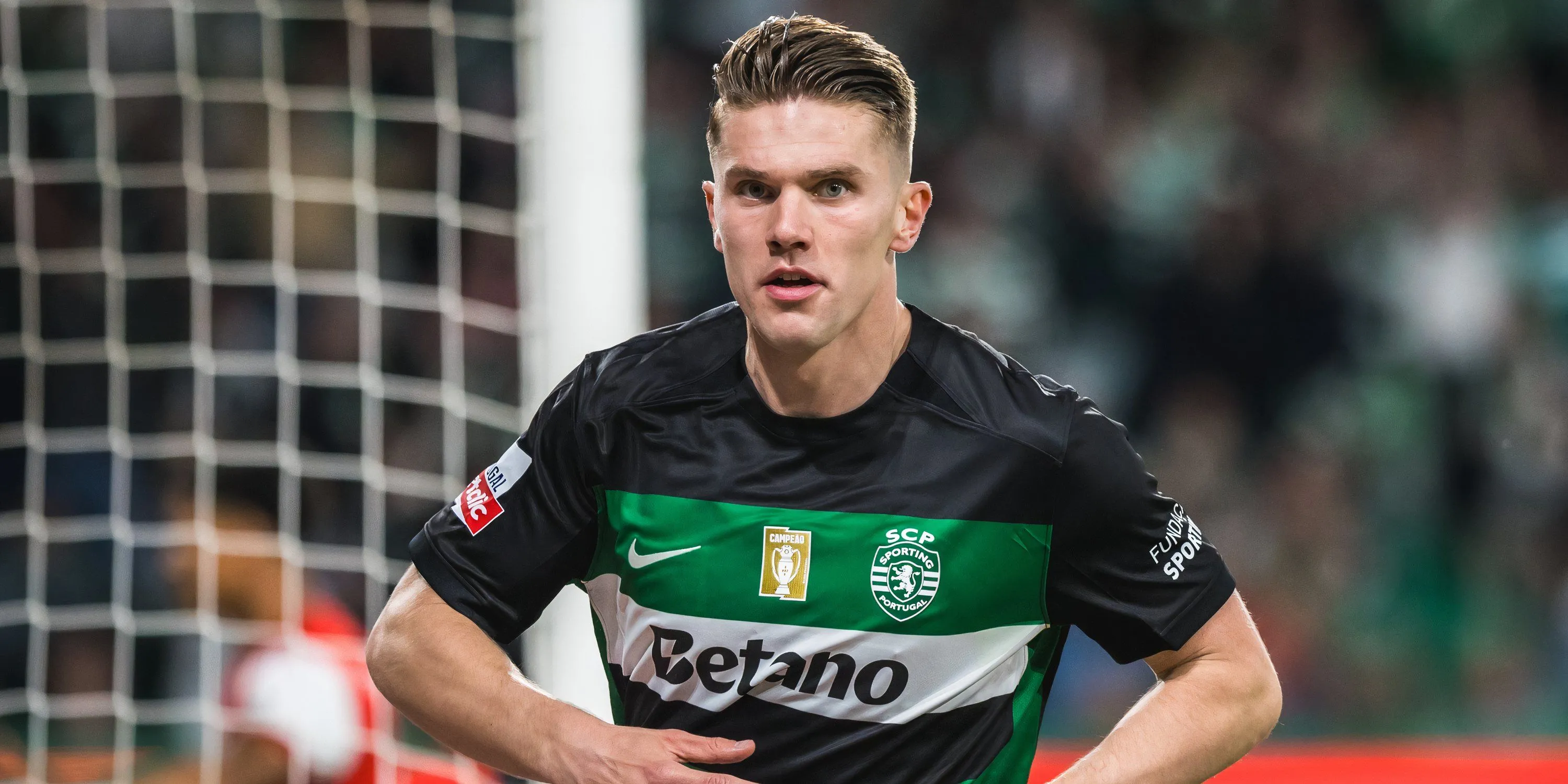 Tiền đạo Viktor Gyokeres ăn mừng bàn thắng trong màu áo Sporting CP