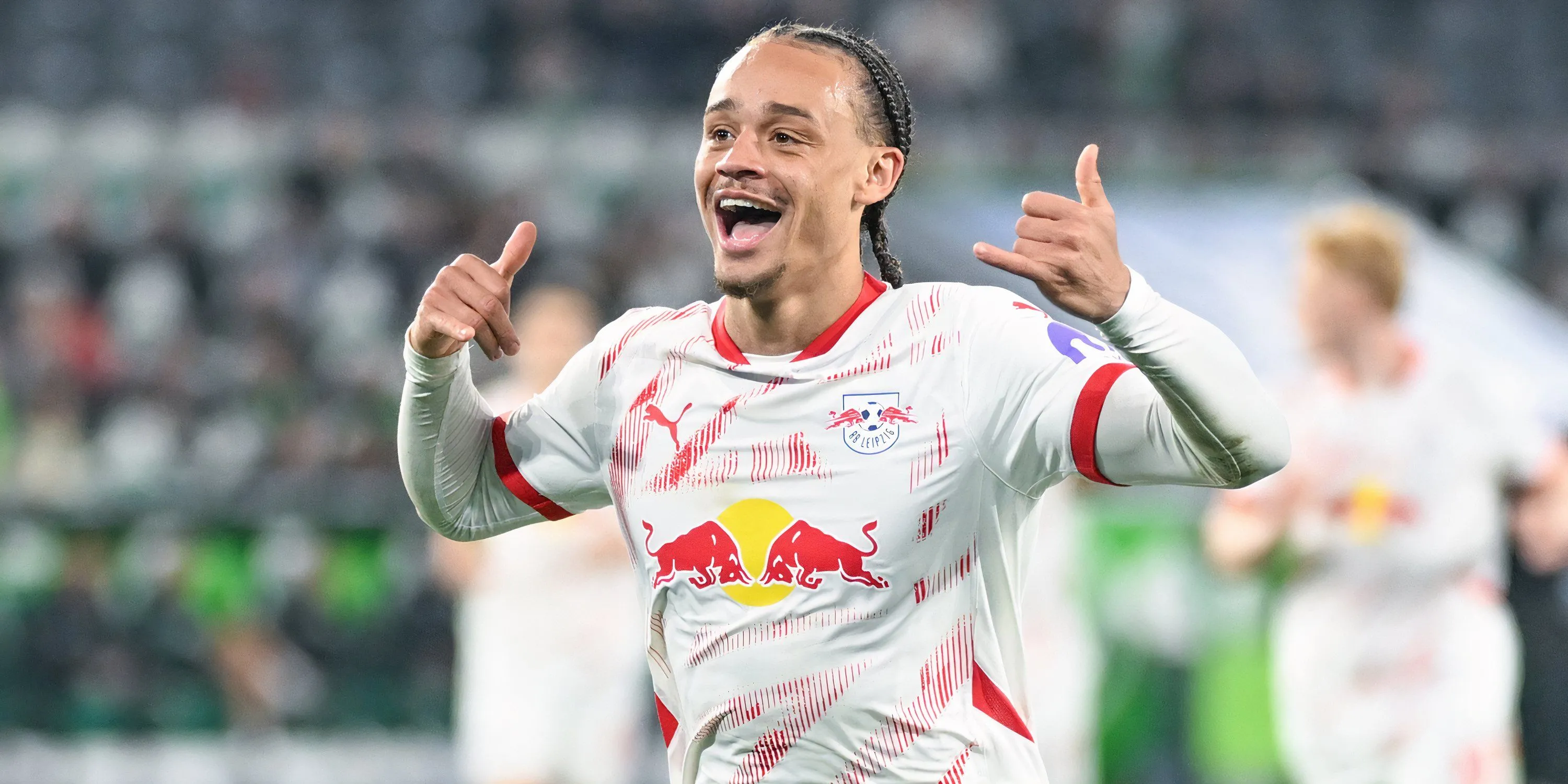 Xavi Simons ăn mừng sau khi ghi bàn cho RB Leipzig tại Bundesliga