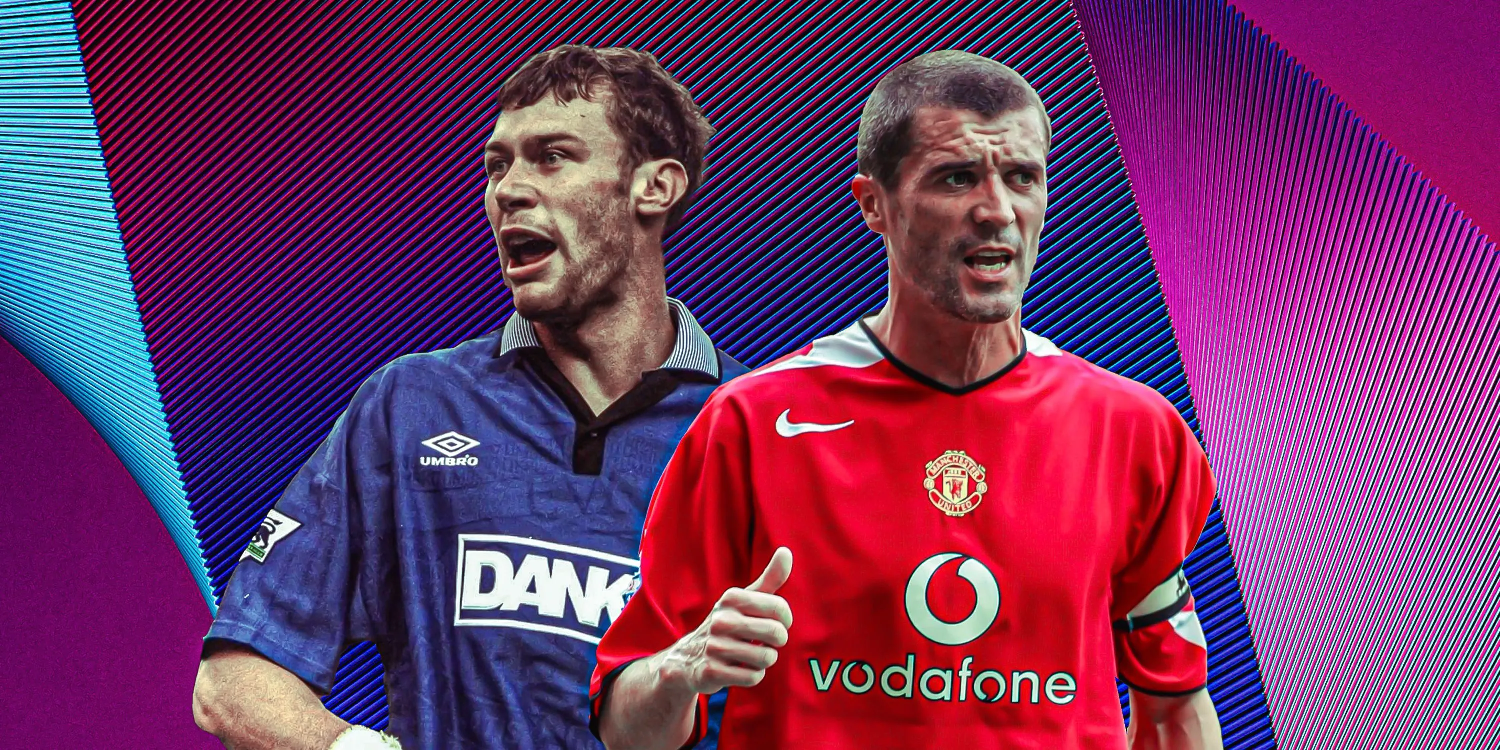 Gary Neville và Roy Keane trong màu áo Manchester United