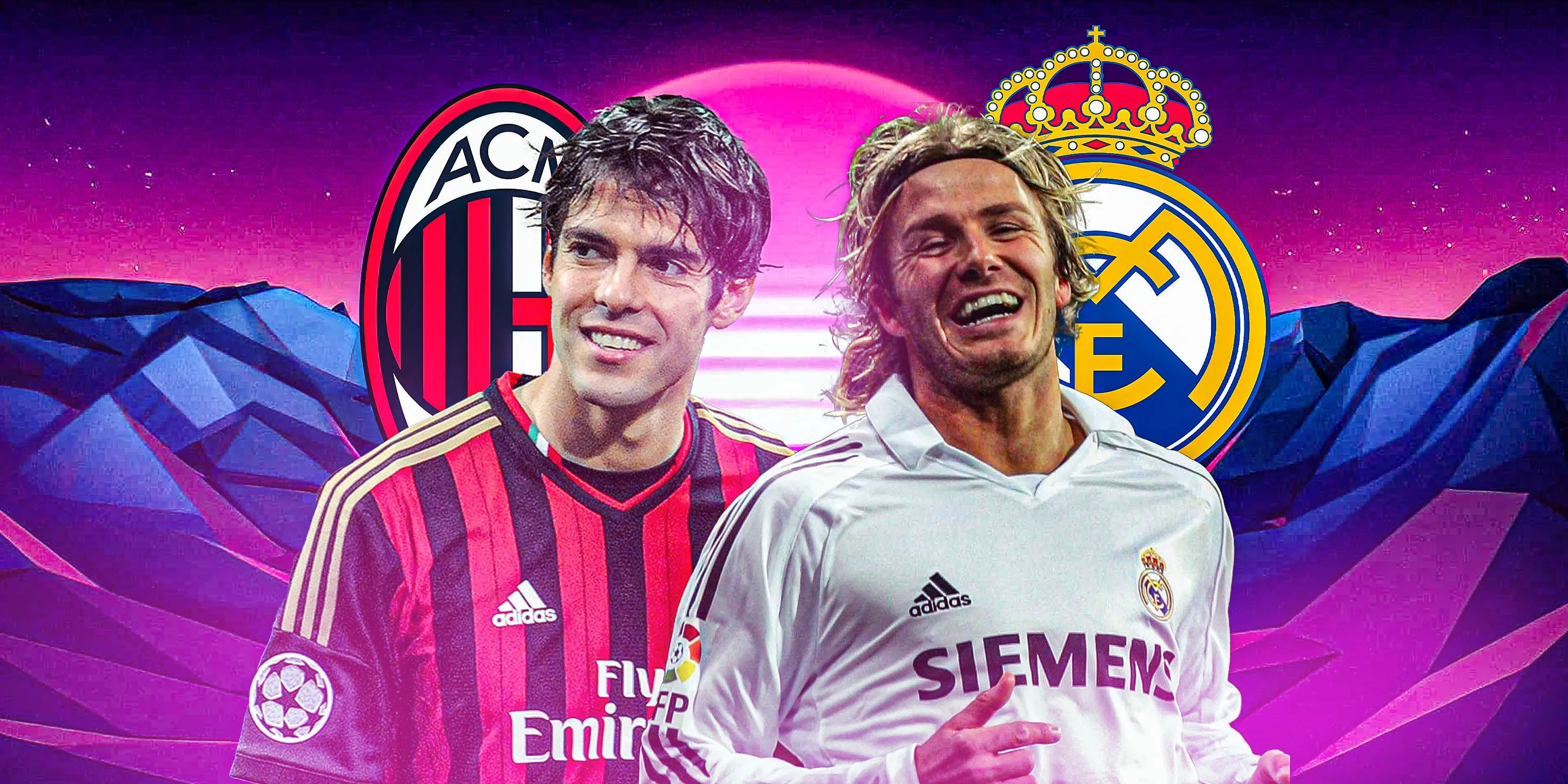Kaka và David Beckham, hai cầu thủ huyền thoại từng thi đấu cho Real Madrid và AC Milan
