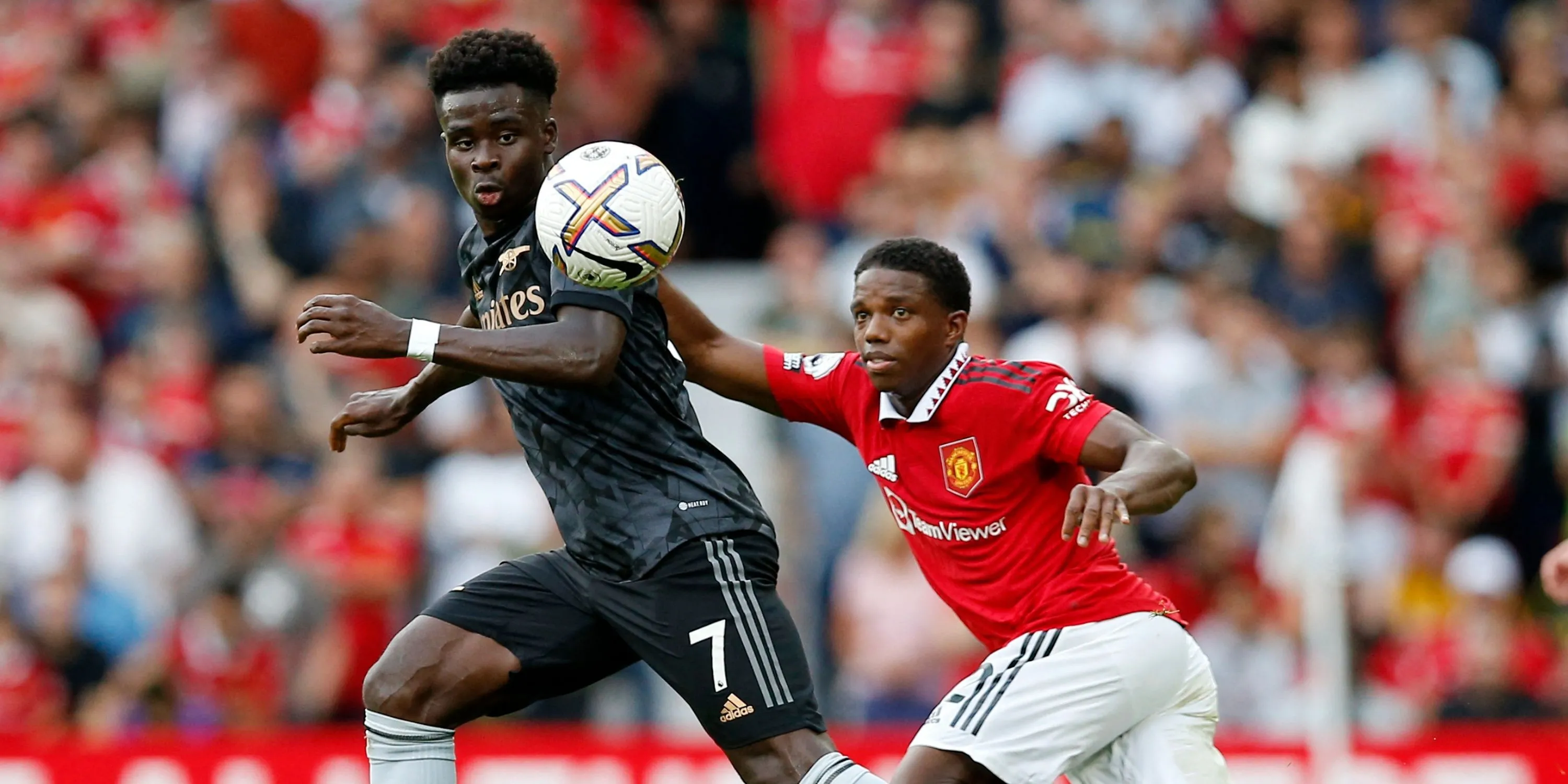 Bukayo Saka trong trận Arsenal gặp Manchester United tại Old Trafford, Ngoại hạng Anh