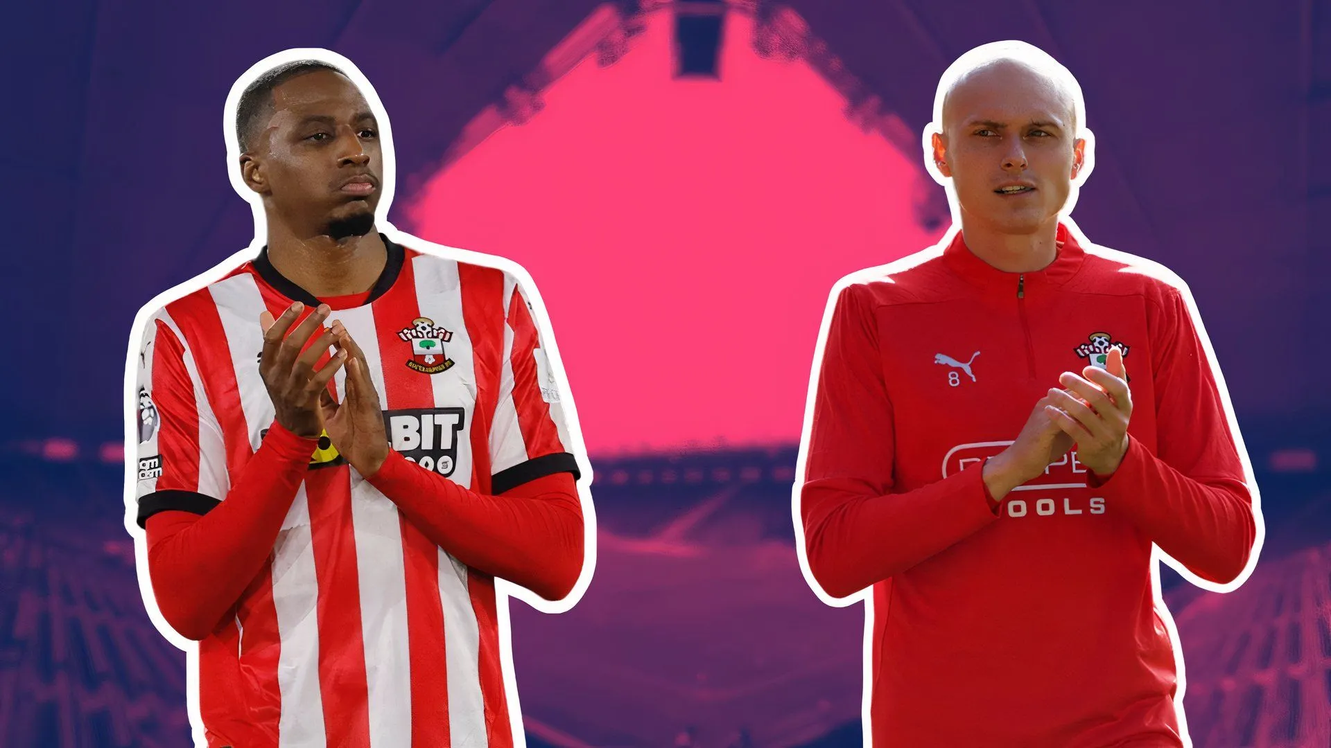 Hai tiền vệ của Southampton, Joe Aribo và Will Smallbone, tập luyện