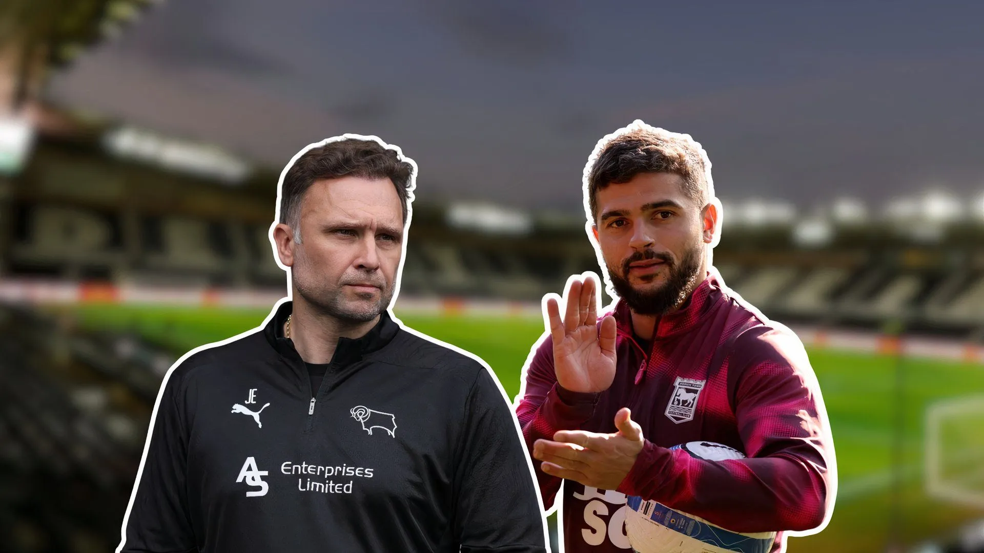 Sân vận động Pride Park của Derby County và hình ảnh HLV John Eustace cùng mục tiêu Sam Morsy
