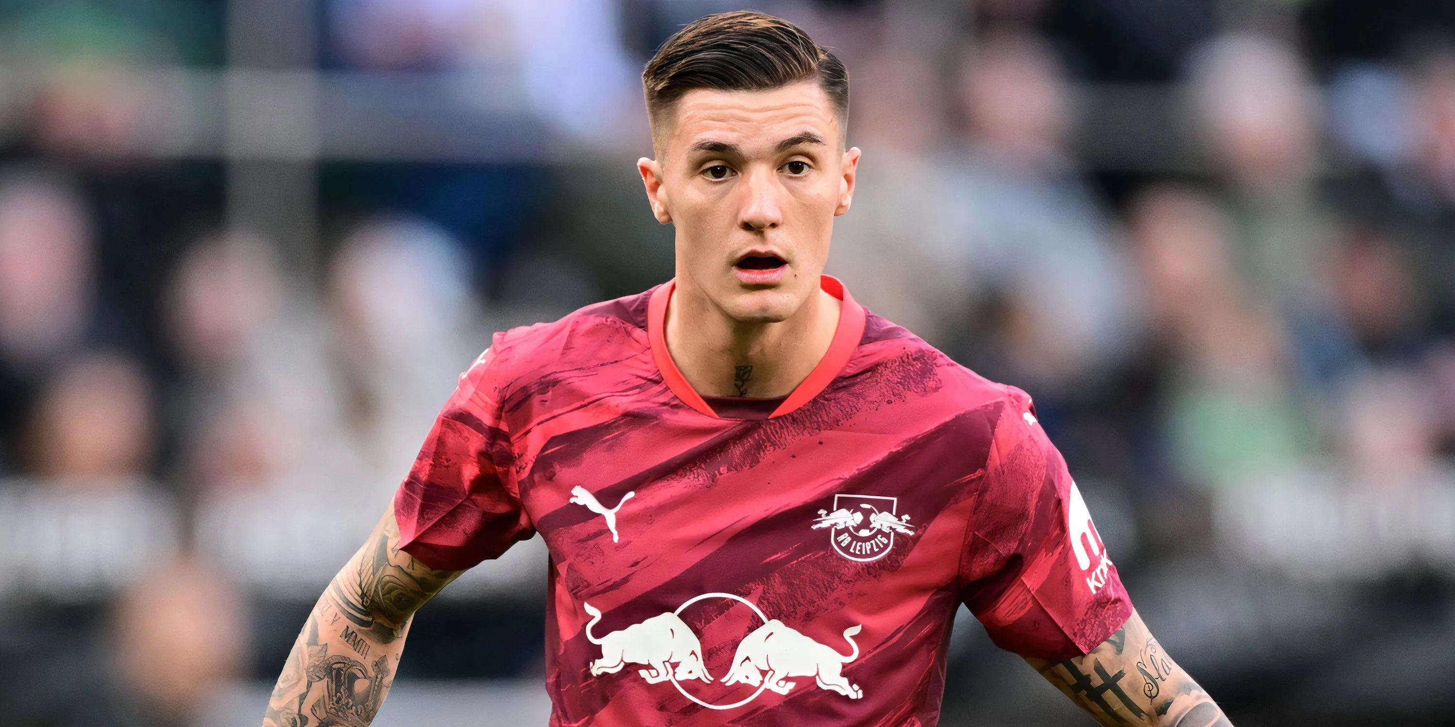 Tiền đạo Benjamin Sesko trong màu áo RB Leipzig đang thi đấu ấn tượng, thu hút sự chú ý của Newcastle.